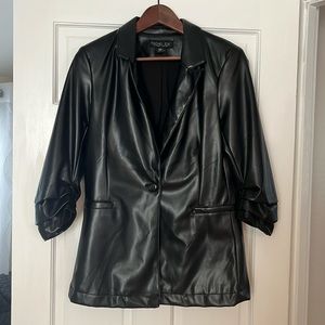 Rachel Zoe, black faux leather, size Medium blazer